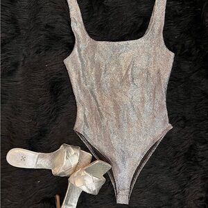 Silver Metallic One Piece Bodysuit